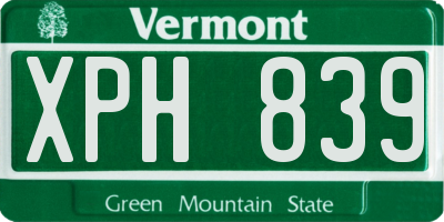 VT license plate XPH839