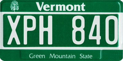 VT license plate XPH840