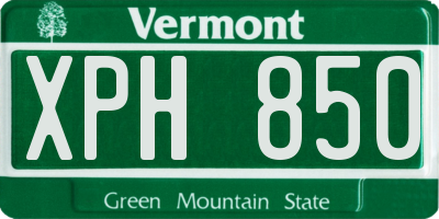 VT license plate XPH850