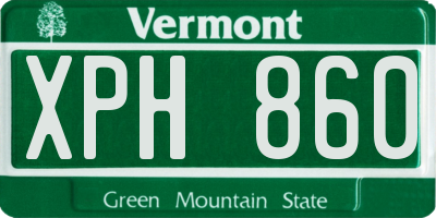 VT license plate XPH860