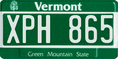 VT license plate XPH865