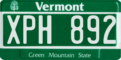 VT license plate XPH892