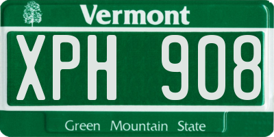 VT license plate XPH908