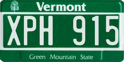 VT license plate XPH915