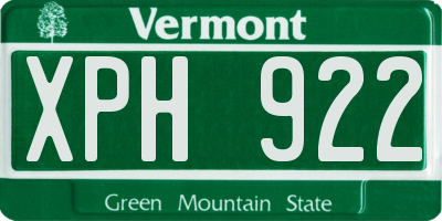 VT license plate XPH922