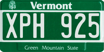 VT license plate XPH925