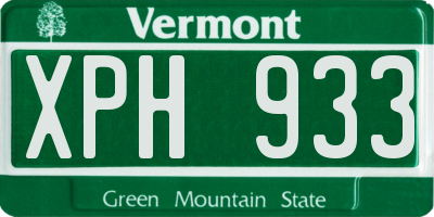 VT license plate XPH933