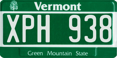 VT license plate XPH938