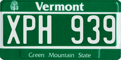 VT license plate XPH939