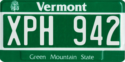 VT license plate XPH942