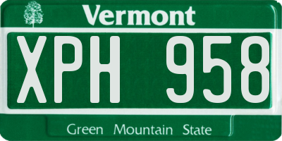 VT license plate XPH958