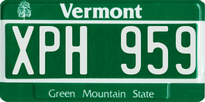 VT license plate XPH959