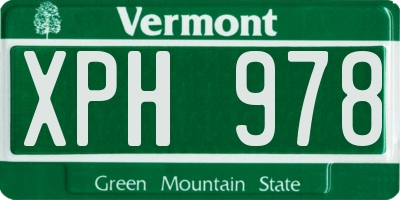 VT license plate XPH978