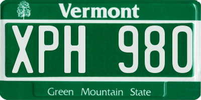 VT license plate XPH980