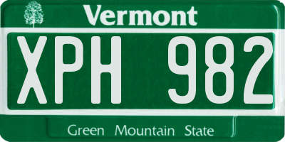 VT license plate XPH982