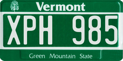 VT license plate XPH985