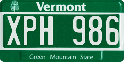 VT license plate XPH986