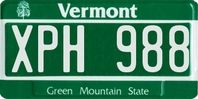 VT license plate XPH988