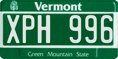 VT license plate XPH996