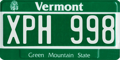 VT license plate XPH998