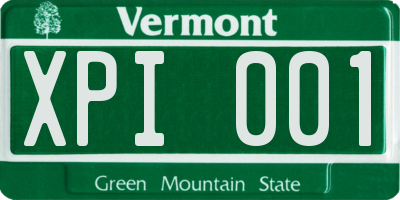 VT license plate XPI001