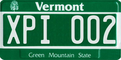 VT license plate XPI002