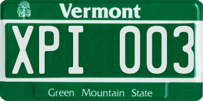 VT license plate XPI003