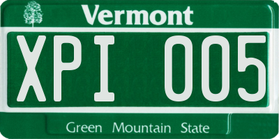 VT license plate XPI005