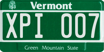 VT license plate XPI007