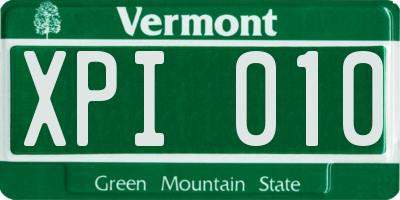 VT license plate XPI010