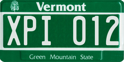 VT license plate XPI012