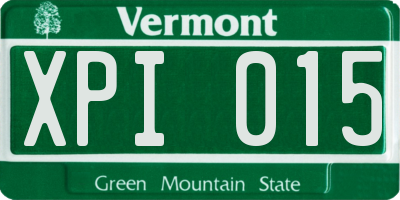 VT license plate XPI015