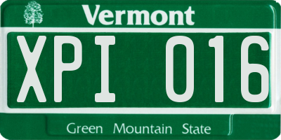 VT license plate XPI016