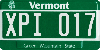 VT license plate XPI017