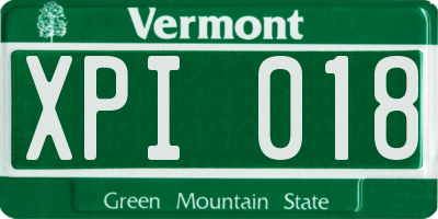 VT license plate XPI018