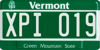 VT license plate XPI019