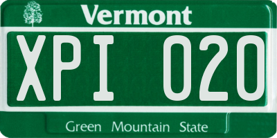 VT license plate XPI020