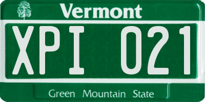 VT license plate XPI021
