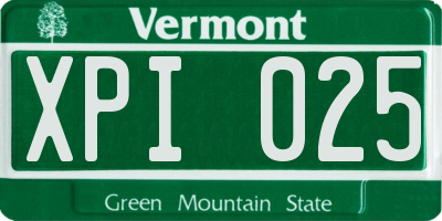 VT license plate XPI025