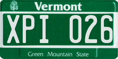 VT license plate XPI026
