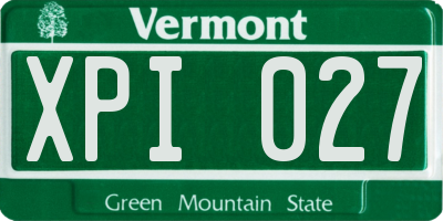 VT license plate XPI027
