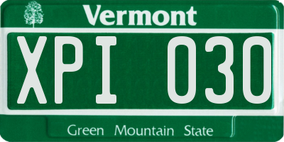 VT license plate XPI030