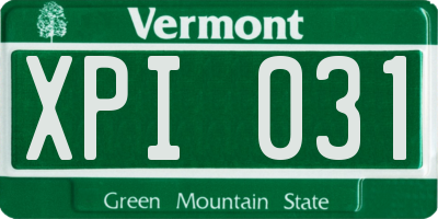 VT license plate XPI031