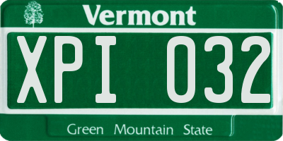 VT license plate XPI032