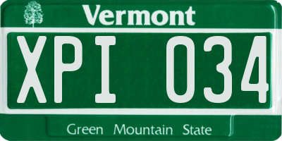 VT license plate XPI034