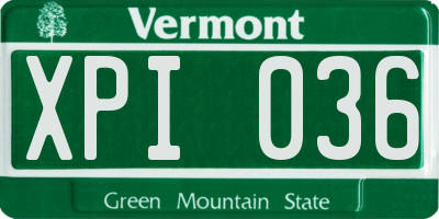 VT license plate XPI036