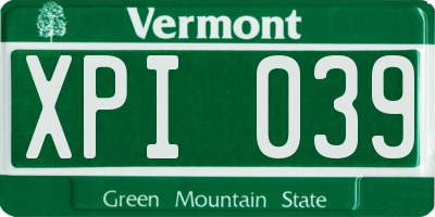VT license plate XPI039