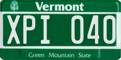 VT license plate XPI040