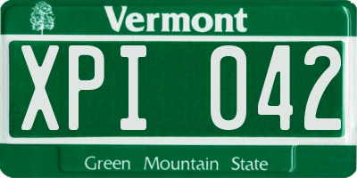 VT license plate XPI042