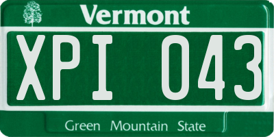 VT license plate XPI043